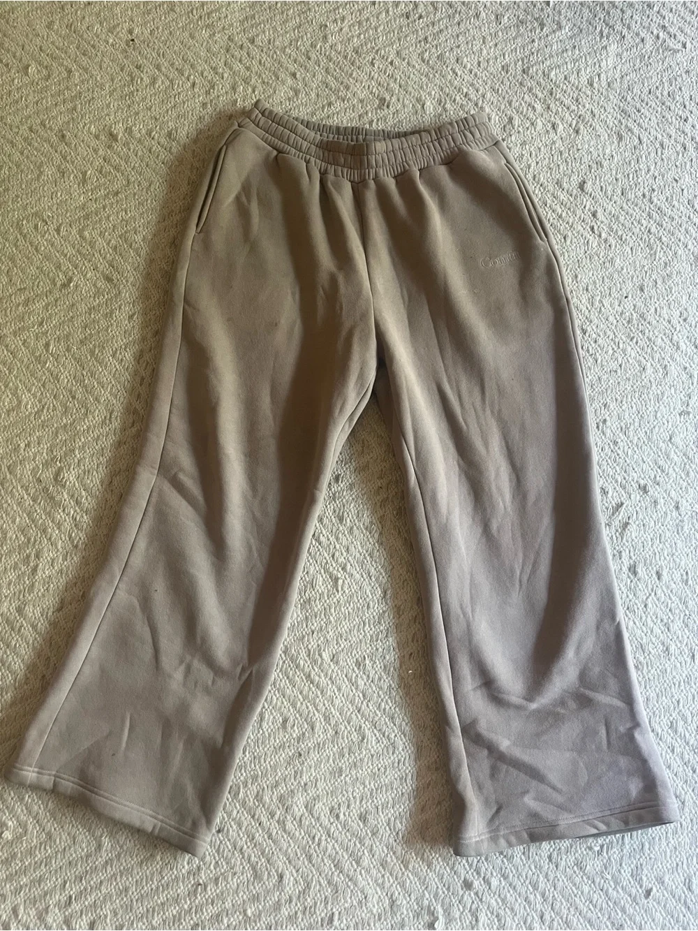 Kids Wide-Leg Fleece Bottoms in Taupe